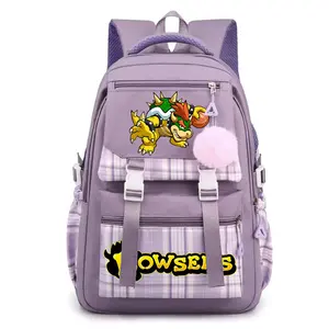 Cartoon Characters Bowser Backpacks Unisex Classic Backpack Travel Daypack Business Bag Large Capacity Multifunction -Purple