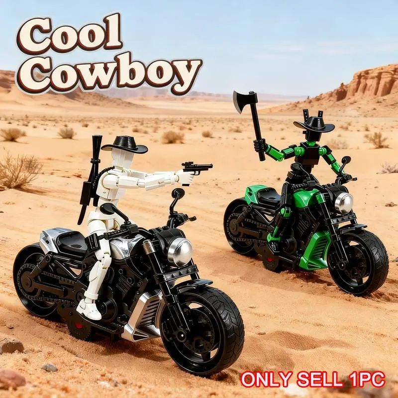 T13 Action Figure Motorcycle Team, Multi-Jointed Poseable Collectible Doll, Vehicle & Cowboy Action Set, Model Collection Desk Decor Gift, Figures Combo, Articulated Figures