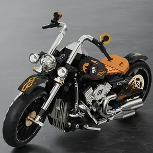 445pcs Motorcycle Building Blocks, Classic Motorcycle Simulation Model, Compatible with Technic Bricks, Desktop Decorative Toy, Includes Two Sets of Stickers, Halloween/Christmas/Birthday Gift Set