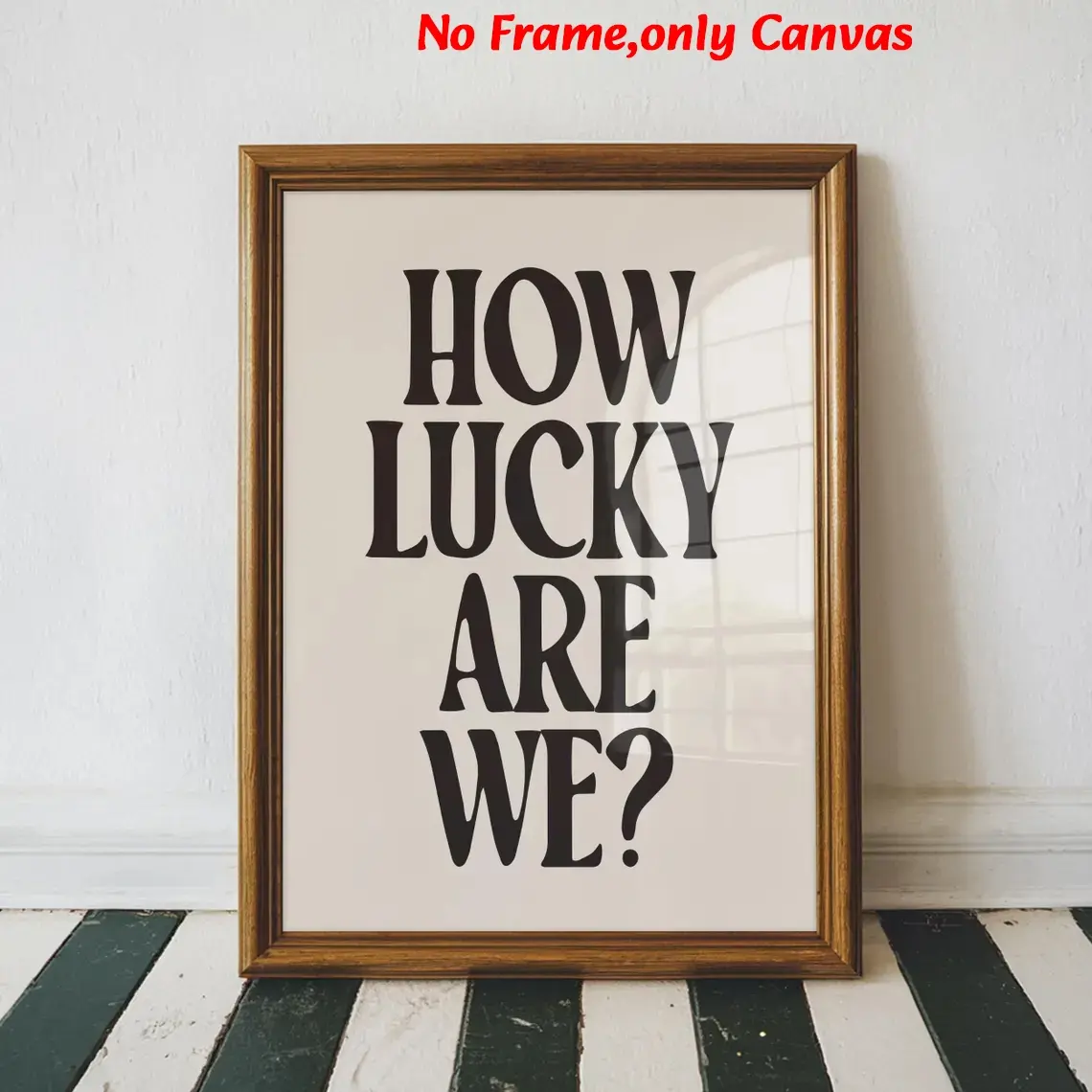 1pc, wall art, Wall Decoration, vintage poster, how lucky we are positive affirmation quote print, simple black font poster, Vintage Letters Print, Vintage Design, bedroom aesthetic, living room decor, apartment decor, housewarming gift, unframed