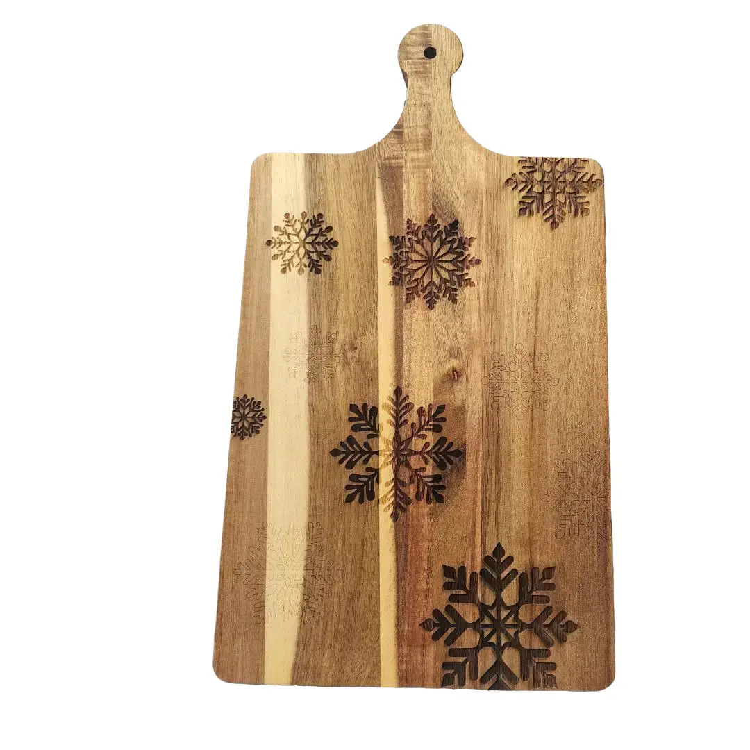 Snowflakes Acacia Wood Cutting Board, winter, Christmas, snow