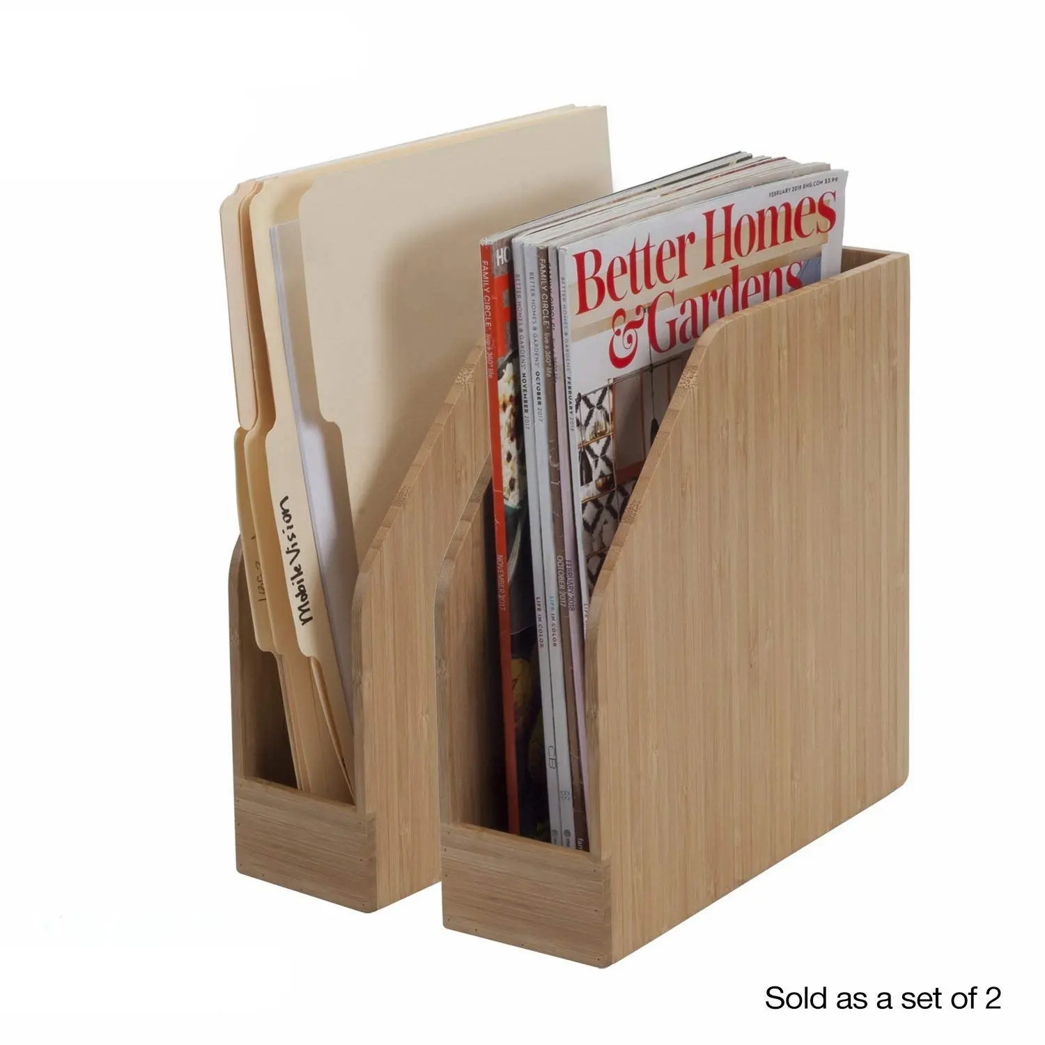 Premium Bamboo Desktop Organizer & File Sorter | 2-Pack Set