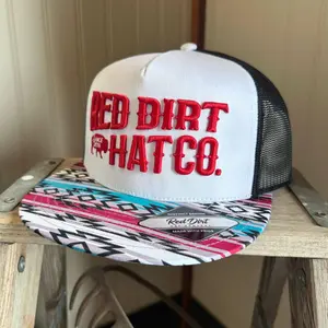 Red Dirt Hat Co. Unisex Tribal White & Black Mesh Back Snapback Hat