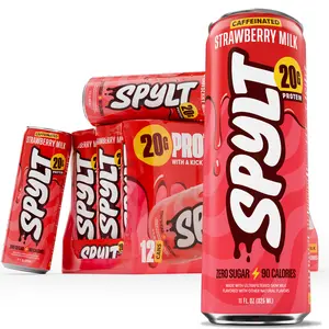 SPYLT High Protein Drink, Caffeinated Chocolate Milk - Strawberry Milk | Workout Recovery & Energy Boost | Sugar Free, Lactose Free | Ready-to-Drink, 12-Pack Beverage - PACKAGING MAY VARY