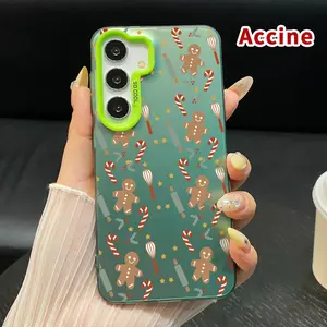 Phone Case Compatible with Samsung Galaxy S23 Ultra S24 Plus S25 S22+ Gingerbread Christmas Pattern Matte Military-Grade Drop Protection Silicone Cover Cellphone Protective