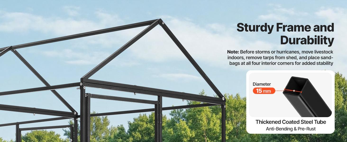 VEVOR Metal Chicken Coop for 4-6 Chickens, 3.3 x 6.6 x 3.3 ft, Small Chicken Cage with Waterproof Cover & Double Doors, Spire Roof Poultry Run Compatible with Wooden Coops, for Rabbit Hen Goose Duck VEVOR Metal Chicken Coop for 4-6 Chickens, 3.3 x 6.6 x 3.3 ft, Small Chicken Cage with Waterproof Cover & Double Doors, Spire Roof Poultry Run Compatible with Wooden Coops, for Rabbit Hen Goose Duck