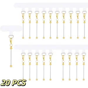 20pcs Set of Transparent Bead Phone Clips, Versatile And Creative Chain Buckles for Phone Cases, Featuring a Metal Blank Pole- Perfect for Gifting to Friends, Family, And Coworkers for Christmas, Weddings, Birthdays, And Back-To-School Occasions