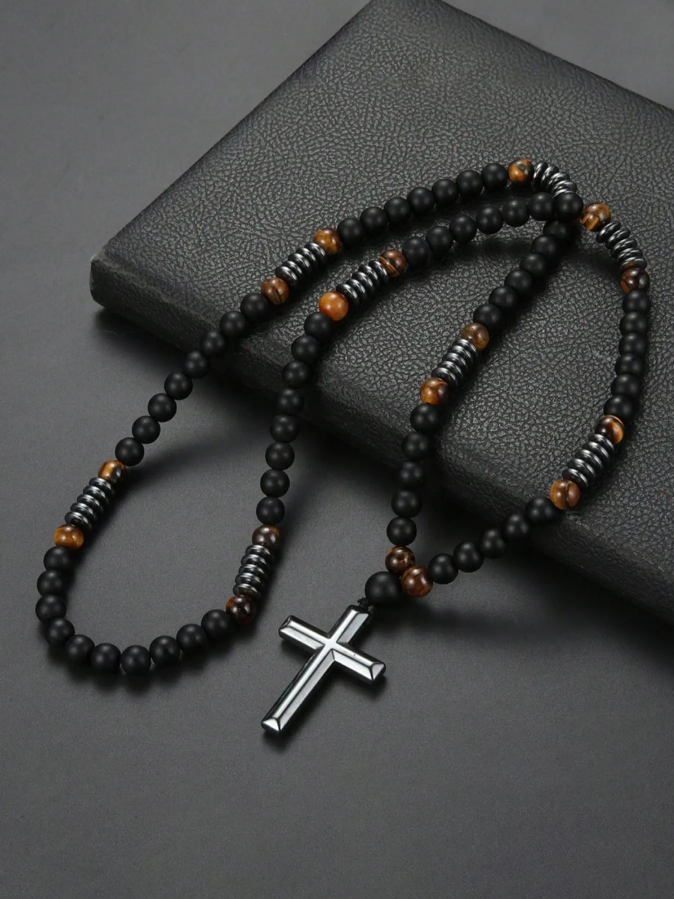 Handmade Beaded Cross Design Pendant Necklace, Cross Necklaces, Fashion Accessory for Daily Wear & Special Occasions, Energy Healing Jewelry Gift