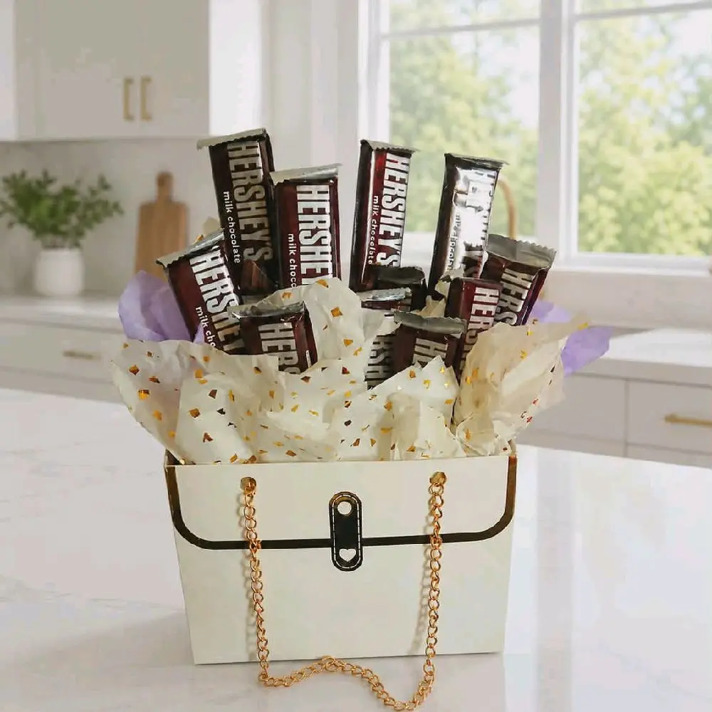 Hershey Chocolate Candy Box, Candy Bar Bouquet - Sweet Snack Gift Basket for Birthday, Get Well Soon, Any Occasion