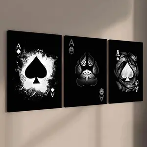 3Counts Wooden Framed Canvas, Ace of spades creative poster, Fashion Living Room Decoration, Modern Art, Perfect Home Poster, Wall Art Murals, Apartment Dormitory, High Definition, Waterproof, Art, Artwork, Artistic