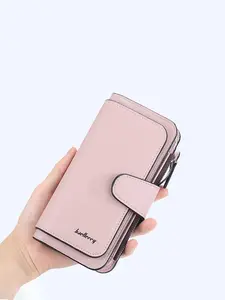 Women's Long Wallet, Buckle Wallet, Fashion Phone Case, Large Capacity Multi-Card Holder, Plain Retro Neutral, Durable PU Leather