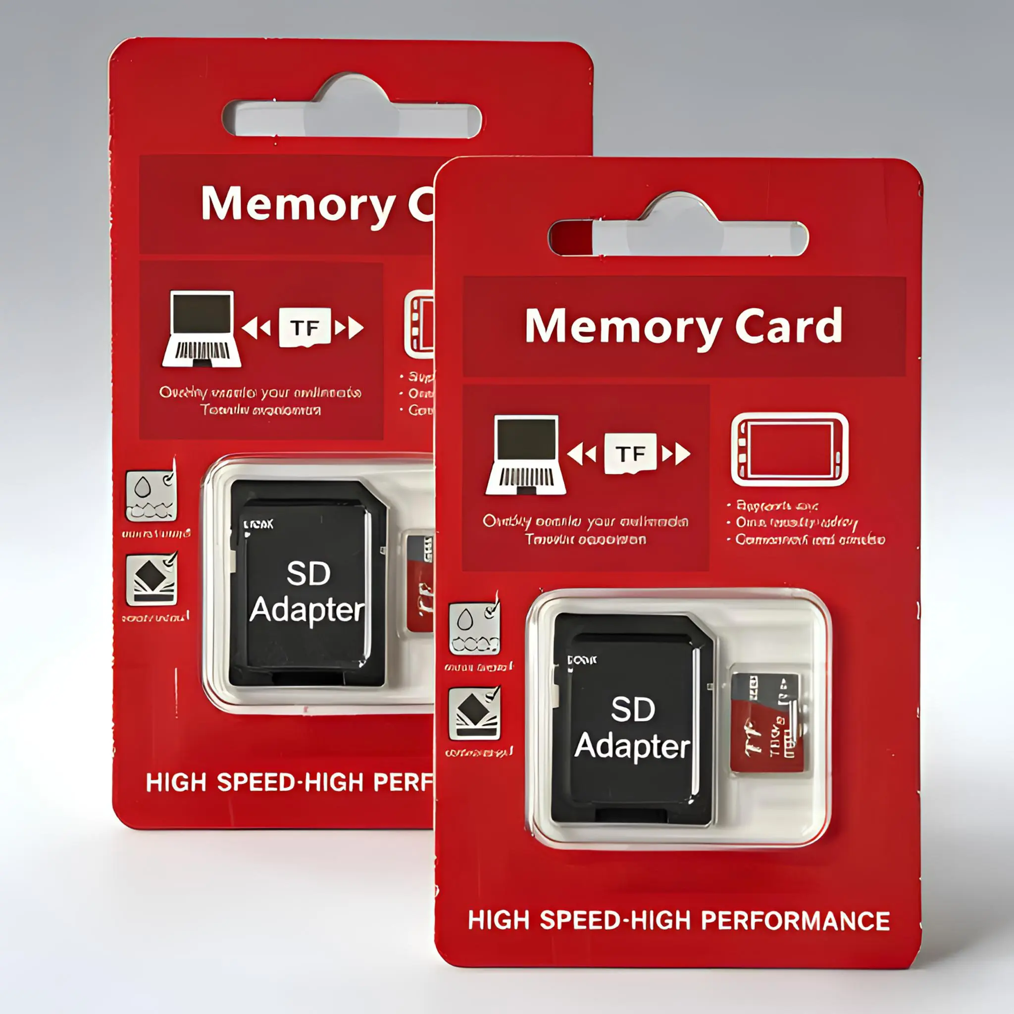 2 Pics SD TF Card with Adapter, Universal Type for Electronics, Compatible with Cellphone, Tablets, Laptop, Camera