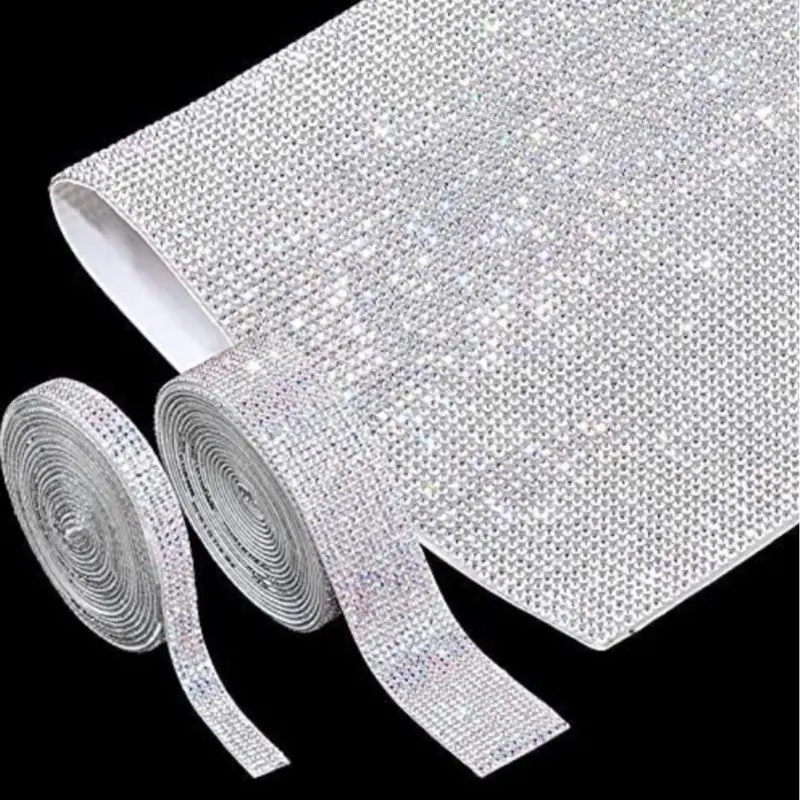 Bling Crystal Rhinestone Sticker Self Adhesive Rhinestones Sheet and 2 Rolls Rhinestone Diamond Ribbons 2 mm for Car Cellphone Wedding Birthday Crafts Home DIY Decorations (AB Color)