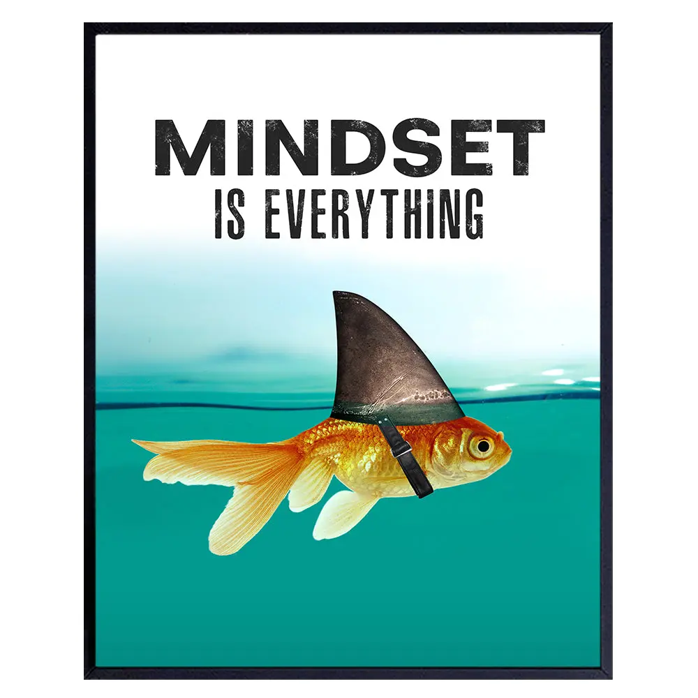 Motivational Wall Art Posters for Home, Office - Mindset is Everything - Inspirational Gifts for Men, Students - Entrepreneur Wall Art Decor - Uplifting Self-Improvement Positive Quotes