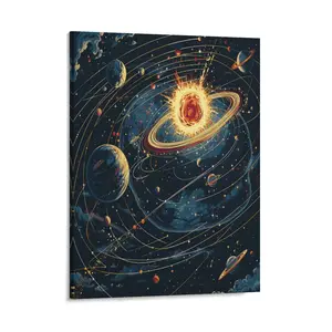 Cartoon Solar System Posters Wall Art Prints Outer Space Science Theme Canvas Posters Home Wall Art Family Bedroom Office Decor Aesthetic Festival Gift