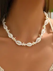 Boho Style Shell Decor Necklace, Fashionable Starfish & Conch Element Necklace for Women for Party, Daily Decor, Trendy All-match & Exquisite Jewelry for Birthday Gift, Unique Gifts for Women