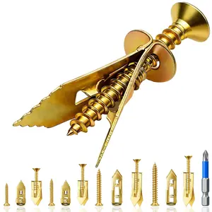 81 count Self Drilling Drywall Anchors with Screws, Upgraded 4 Sizes No-Drill Expansion Anchors and Screws for Heavy Duty, Holds 100Lbs for Wall Decors, TV, Cabinets, Curtains, Includes PH2 Bit