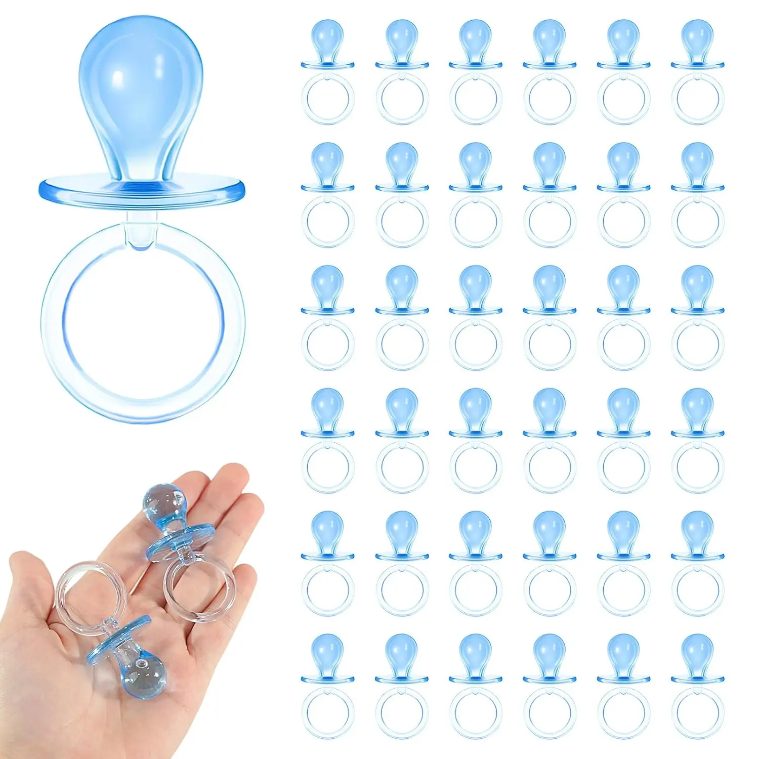 36 Pieces Acrylic Pacifiers for Baby Shower Games Boy, 2.5'' Baby Shower Pacifiers, Bulk Pacifier for Hunt Games