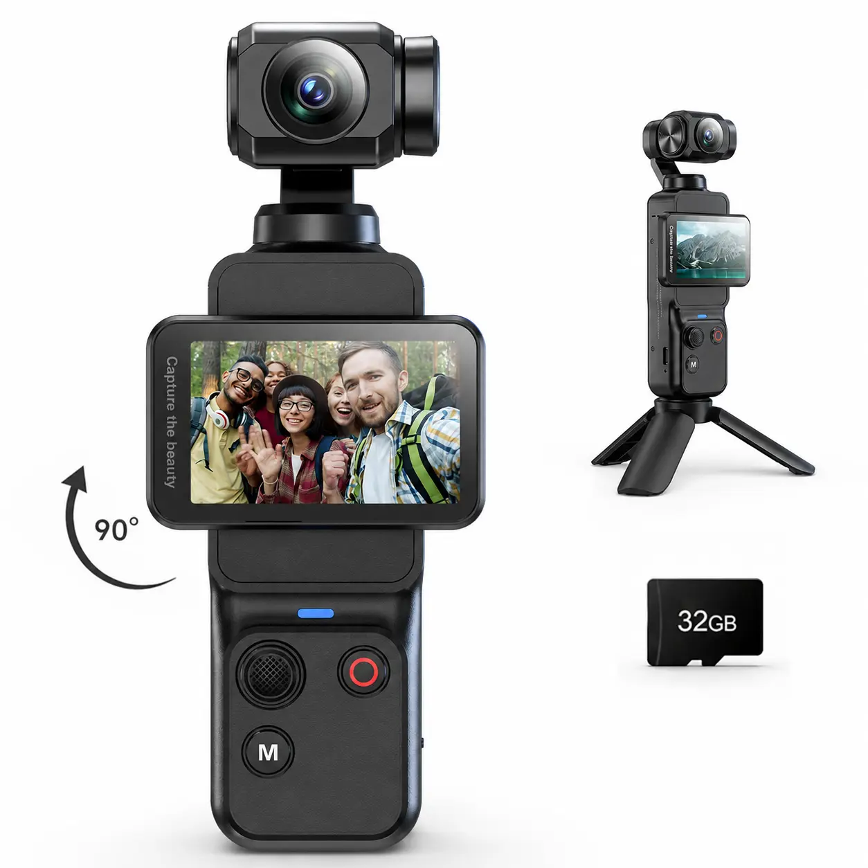 W&O Vlogging Camera, 5K Pocket Digital Camera with Face Tracking, 2.29“ Touch Screen Camera, 2-Axis Pan Tilt Gimbal, Rotating Touchscreen, WiFi App, Small Camera for Photography, Travel & Beginner Creators