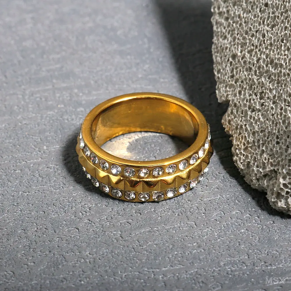 Stainless Steel Ring for Women Inlaid Zircon Rings Waterproof Romantic Fashion Jewelry