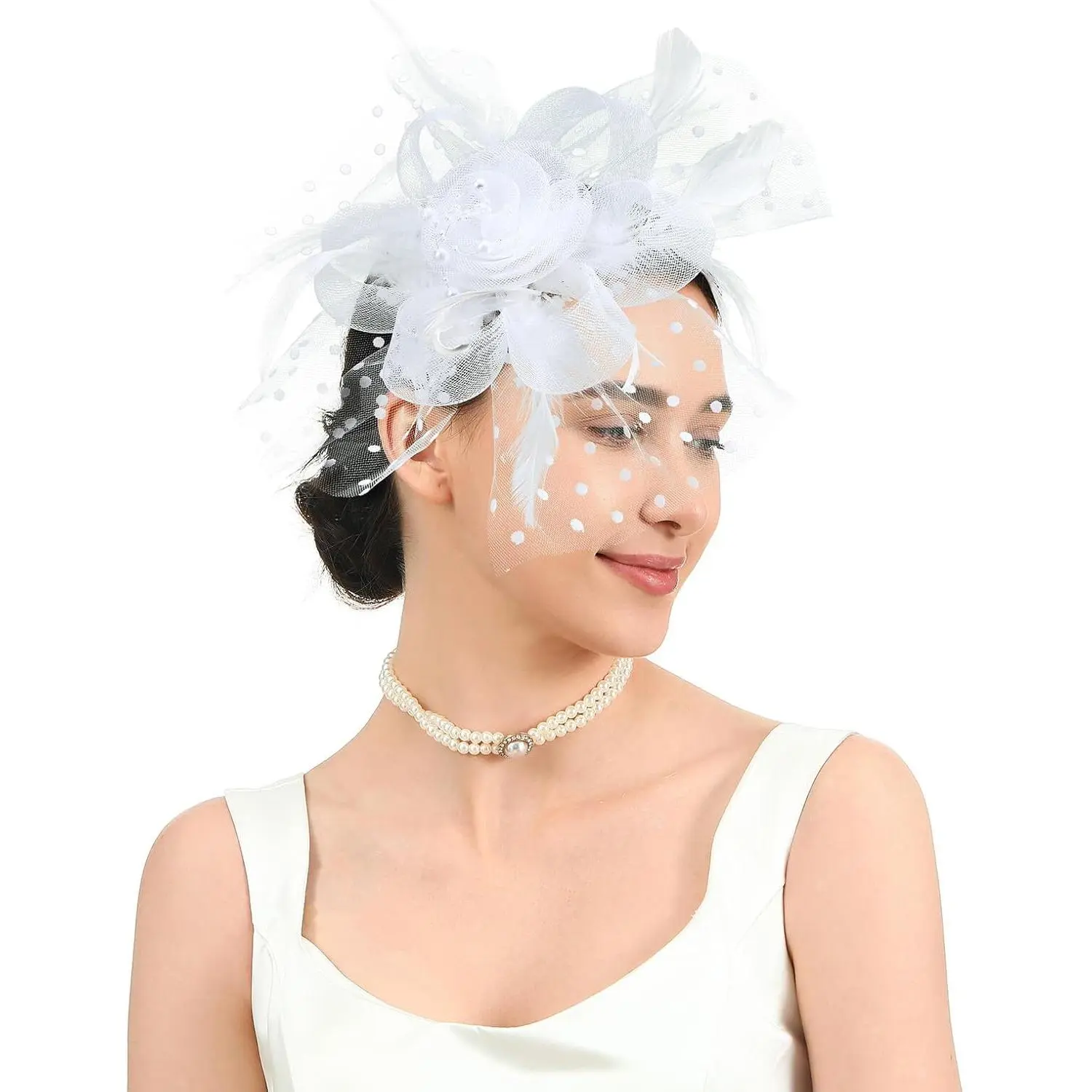 Fascinators Hats for Women Classic Satin  Party Headwear Fascinator Hat with Headband and Clip