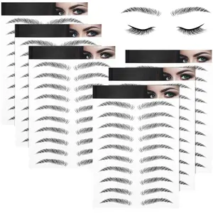 6 Sheets 4d Hair-like Waterproof Eyebrow Tattoos Stickers Transfers Temporary
