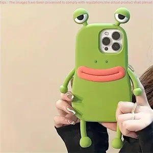 Cute 3D Frog Silicone Case for iPhone 17 16 15 14 13 12 11 Pro Max, Shockproof Protective Soft Cover, Fun and Adorable Design, Perfect Phone Protection