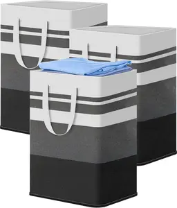 3 Pack Large Laundry Baskets, 75L Collapsible Laundry Basket, Clothes Hamper with Easy Carry Handles, Freestanding Waterproof Hamper for Laundrys Room, Bedroom, Bathroom, College Dorm