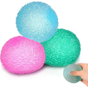3 PCS Handcrafted Crystal Mochi Ball Squishy, Mochi Squishy, Crunchy Squishys Stress Ball, Slow Rebound Sensory Squeeze Balls (1.57 in)