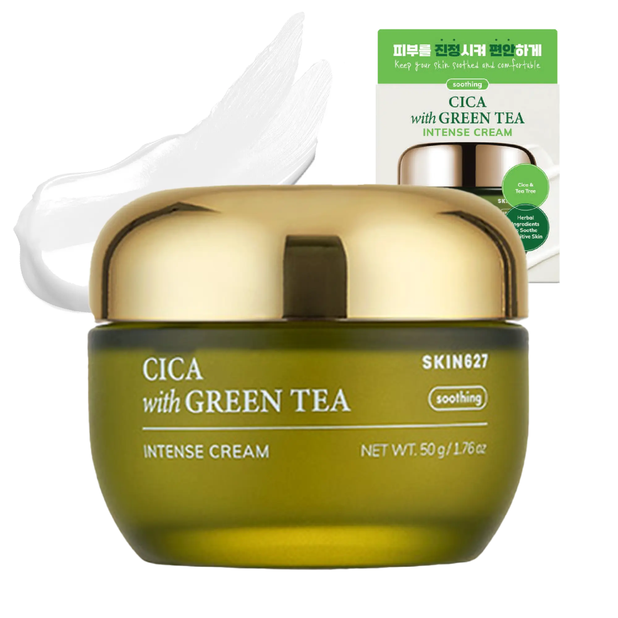 Skin627 Cica & Green Tea Face Moisturizer, Hydrating Daywear Facial Cream for Dry Skin and Redness Relief, for Radiant Skin, 1.76 oz, Hydrate, Daywear Moisturizer, Adults, Lightweight, Gentle, Cream Like Hydration, All Skin Types