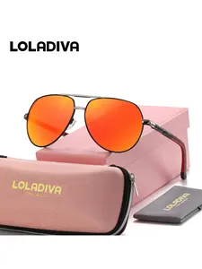 LOLADIVA Unisex Bold Color Clashes Full Frame Sunglasses Declaring Your Edge Frog Frame Sunglasses UV400