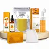 Turmeric 6-Piece Brightening Body Care Kit - 100g+90g+100ml+30ml Turmeric Formulations, Essential Oil, Soap Dish, Rejuvenating Self Care Products for Adults, Deep Moisture for Supple Skin, Daily Spa Gift Set