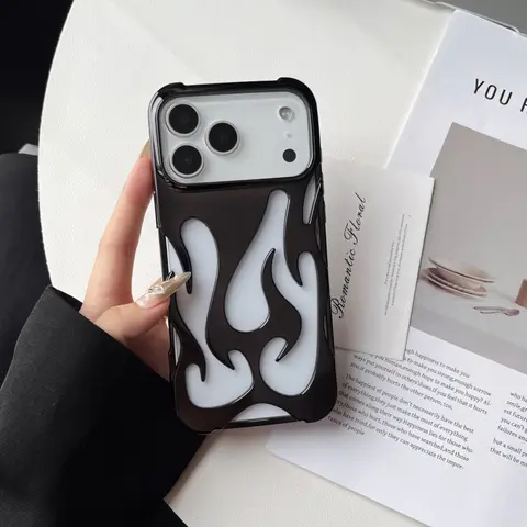 Compatible with iPhone 17/17 Air/17 Pro/17 Pro Max: Premium Protective Shockproof Flame Pattern Smartphone Phone Case Cover Casing | Glossy Electroplating | Creative and Stylish Hollow Heat Dissipation Soft Case Shockproof Protector Protective Covers