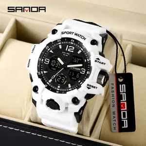Men's Dual Display Sports  Analog Digital Quartz Waterproof Luminous Alarm Date Stopwatch Chronograph