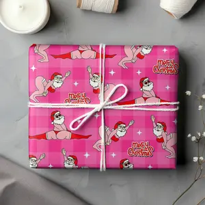 Naughty Santa & Funny Christmas Gift Wrap – Adult Wrapping Paper for Men Women Couples, Perfect for Bachelorette or Bachelor Party Gifts
