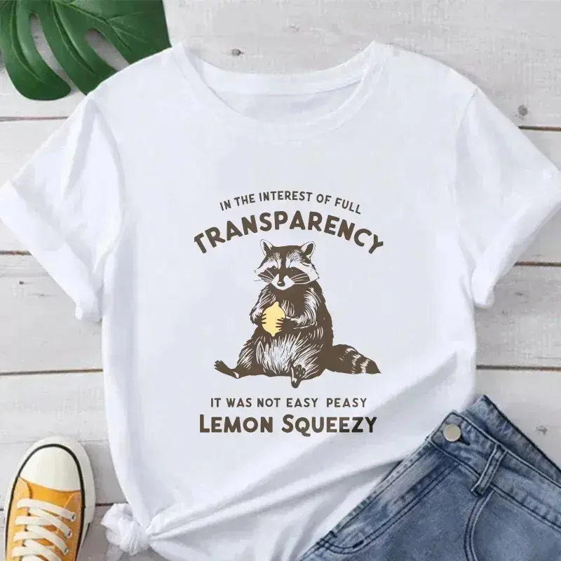 Men's 100% Cotton Casual Short-Sleeve Meme Raccoon T-Shirt - "It Was Not Easy Peasy Lemon Squeezy" Graphic, Stay Trashy Vibe Top for Men, Pair with Jeans, Tshirt, Shortsleeve