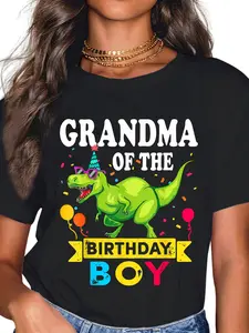 100% Cotton Grandma of the Birthday Boy T-Rex RAWR Dinosaur Birthday boy T-Shirt