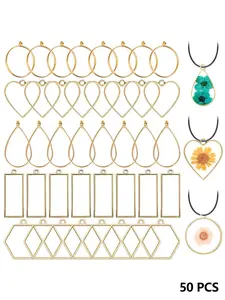 50pcs Open Back Edge Pendant Charms, Hollow Frame Pendants, Geometric Design, Resin Casting, Necklace Earrings DIY Crafts, Square Shaped Pendant, Heart Charm Decor