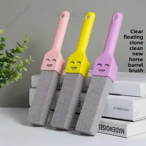 SleekHush Pumice Cleaner, Toilet Bowl Ring & Hard Water Stain Remover, Clear Floating Tool with Horse Barrel Brush Stone