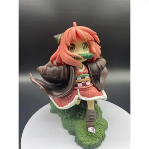 SPY*FAMILY Anya Cosplaying Kamado Nezuko from DemonSlayer 12cm Hand-Made Anime Figure Collectible Toy Figurine Set for Display Statue