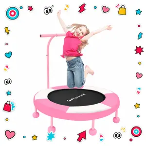 SkyBound 36in Indoor Toddler Trampoline - Recreational Trampoline with High-Quality Springs, Adjustable Basketball Hoop, Quiet Jumping for Motor Skills, Safe for Ages 3-8, Kids Outdoor Play, Toddler Gift