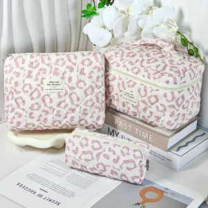 Leopard Pattern Makeup Bag Set, 3pcs/set Large Capacity Travel Cosmetic Storage Bag, Zipper Makeup Organizer Pouch, Versatile Bag for Travel & Daily Use, Travel Cosmetic Bags