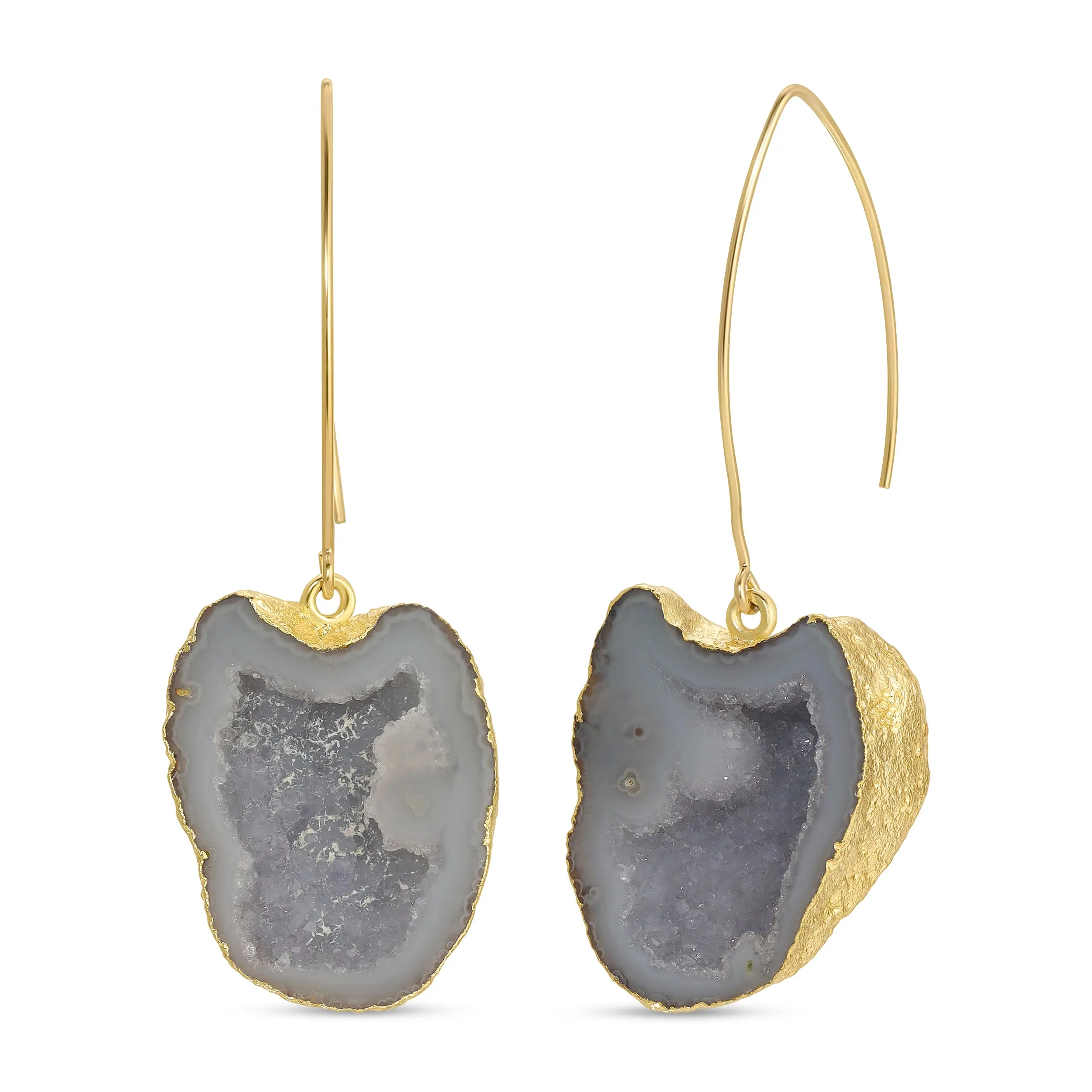 Grey Geode Earring