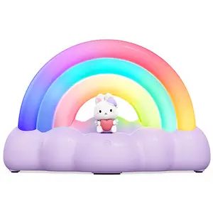 ICARER Rainbow Night Light for Kids - Dimmable Touch Control with 3 Modes, 30-Minute Timer, Eye Protection, Rechargeable, Perfect for Bedrooms & Nurseries, Cloud-Shaped Lamp with MOMO Character