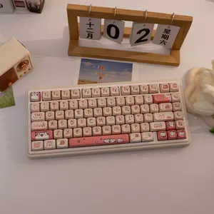 140 Key Pink Cat Theme Pbt Keycaps, Dye Sublimation Process, Moa Profile, Compatible with Mx Axes, for 61/64/68/87/96/104/108 Keyboards