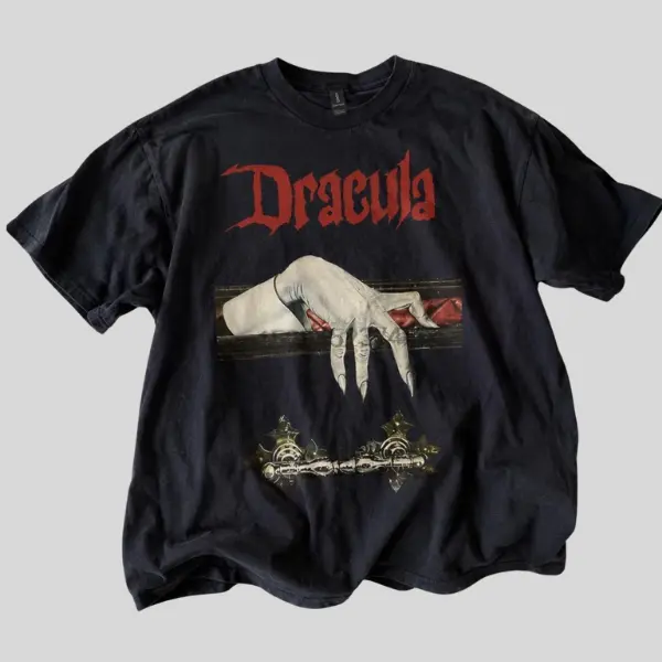 Dracula Gothic Hand Graphic Tee, Vintage 90s Halloween T-Shirt, Dark Gothic Unisex y2k Style