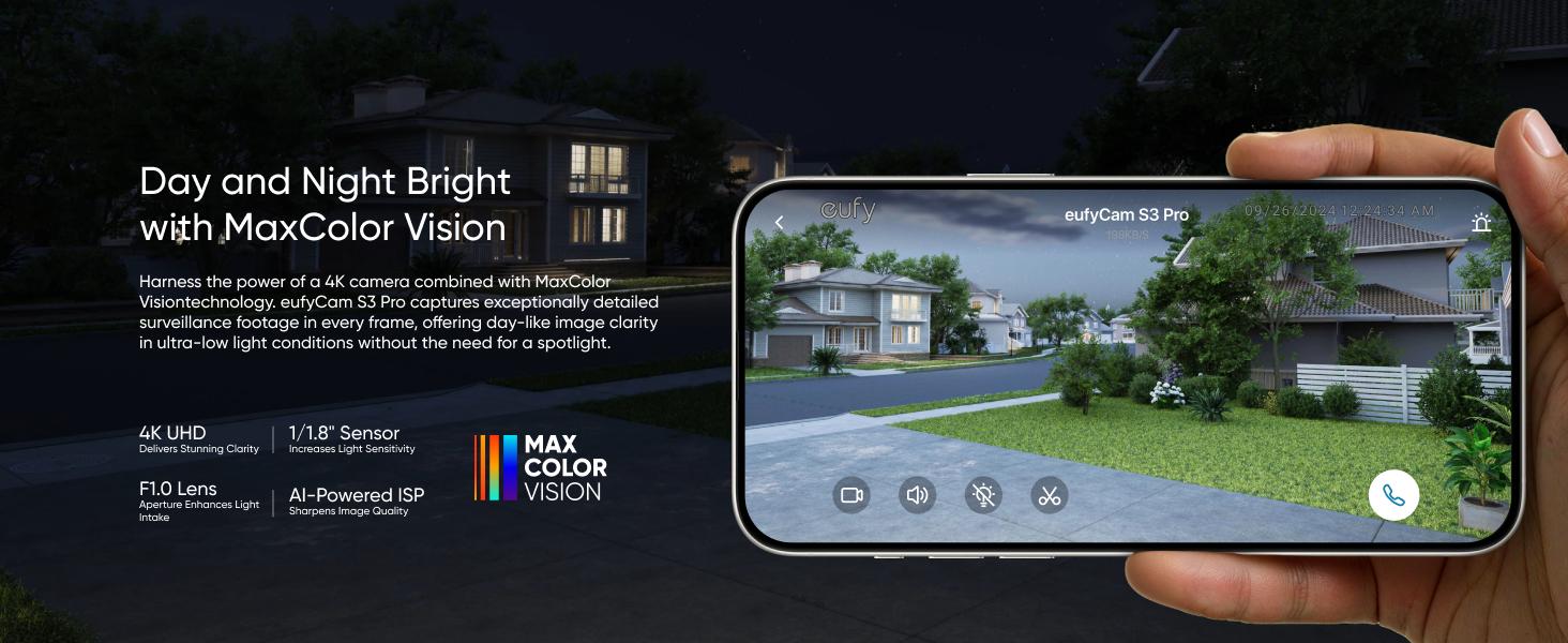 eufyCam S3 Pro 2-Cam Kit, Solar Camera Outdoor Wireless, MaxColor Night Vision, 4K Security Camera with Solar Panel, Forever Power 2.0, Face Recognition AI, Expandable Local Storage, No Monthly Fee｜Spingtok