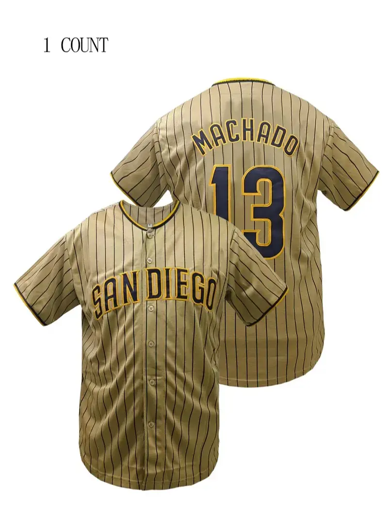 Men Women Loose Fit Breathable Athletic Top Baseball Jersey, Sporty Short Sleeve SAN DIEGO Embroidered Letter Design Baseball Shirt, Embroidery Sportswear, All-Season Outdoor Training Wear,Casual Wear, Sportswear Top