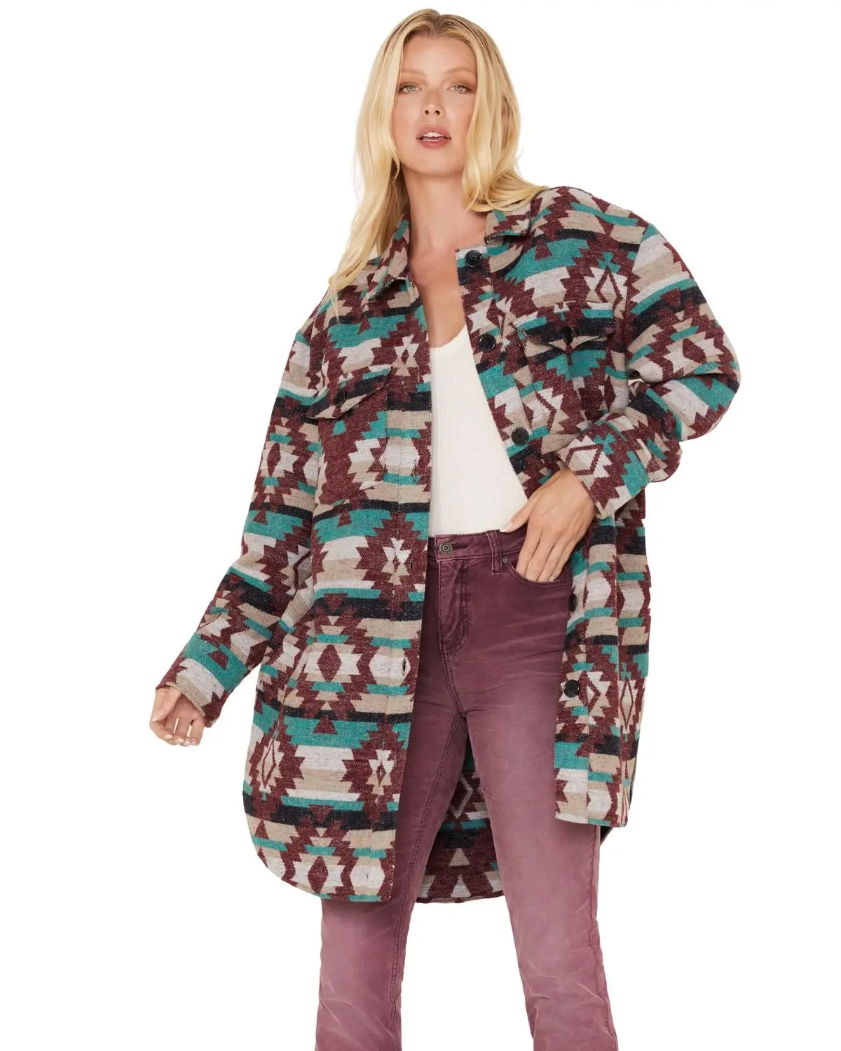 Cripple Creek Women's Southwestern Print Shacket - Cr16249-67