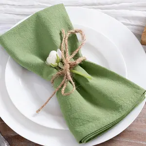 8 Pack Sage Green Cloth Napkins Rustic Washable Cotton Linen Napkins Set of 8 17"x17" Reusable Dinner Napkins Cloth for Wedding Bridal Shower Party Table Decor